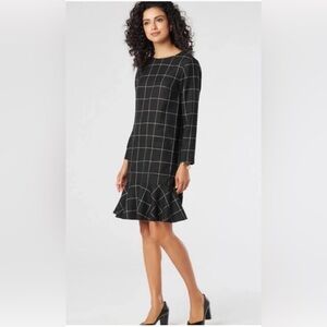 Pendleton Virgin Wool Drop Waist Windowpane Plaid Dress Size 8P Old Money Luxury